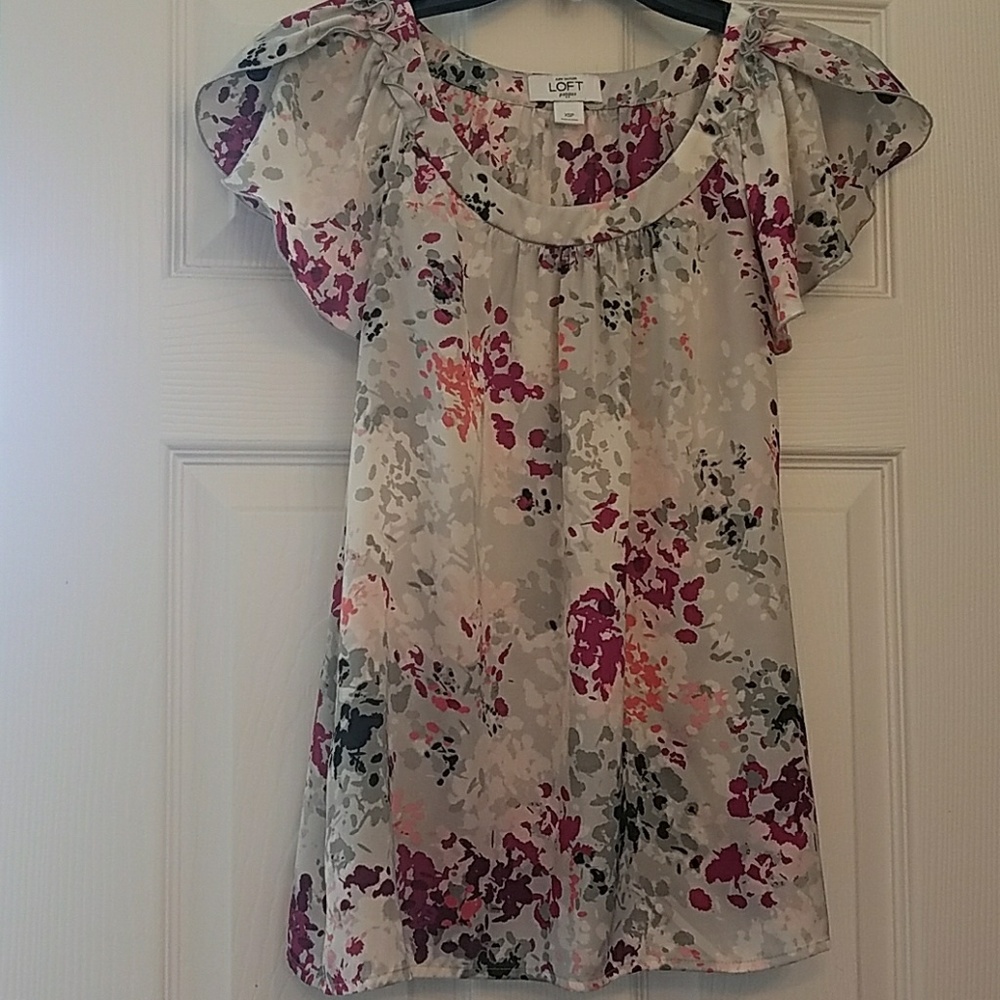 Loft silver printed extra small top